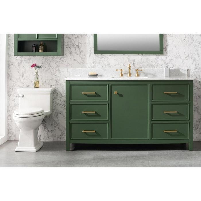 Legion Furniture WLF2160S-VG 60 Inch Vogue Green Finish Single Sink Vanity Cabinet with Carrara White Top - Legion Furniture - Ambient Home