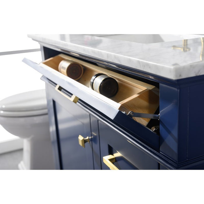 Legion Furniture WLF2236-B 36 Inch Blue Finish Sink Vanity Cabinet with Carrara White Top - Legion Furniture - Ambient Home