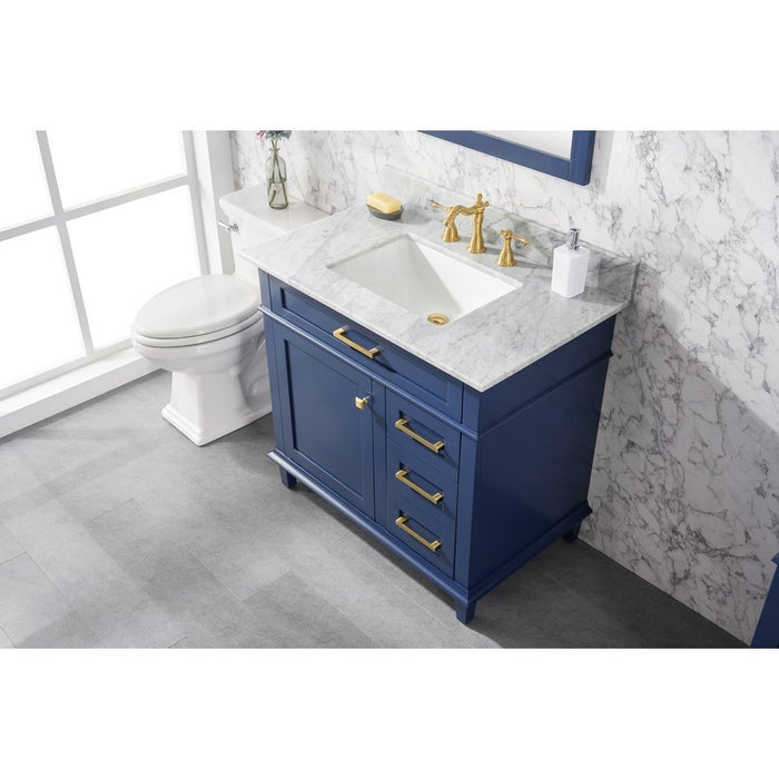 Legion Furniture WLF2236-B 36 Inch Blue Finish Sink Vanity Cabinet with Carrara White Top - Legion Furniture - Ambient Home