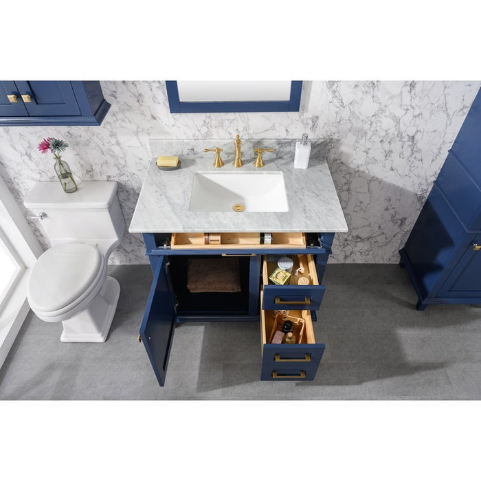 Legion Furniture WLF2236-B 36 Inch Blue Finish Sink Vanity Cabinet with Carrara White Top - Legion Furniture - Ambient Home