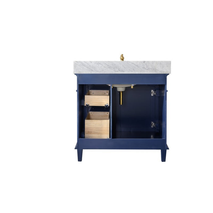 Legion Furniture WLF2236-B 36 Inch Blue Finish Sink Vanity Cabinet with Carrara White Top - Legion Furniture - Ambient Home