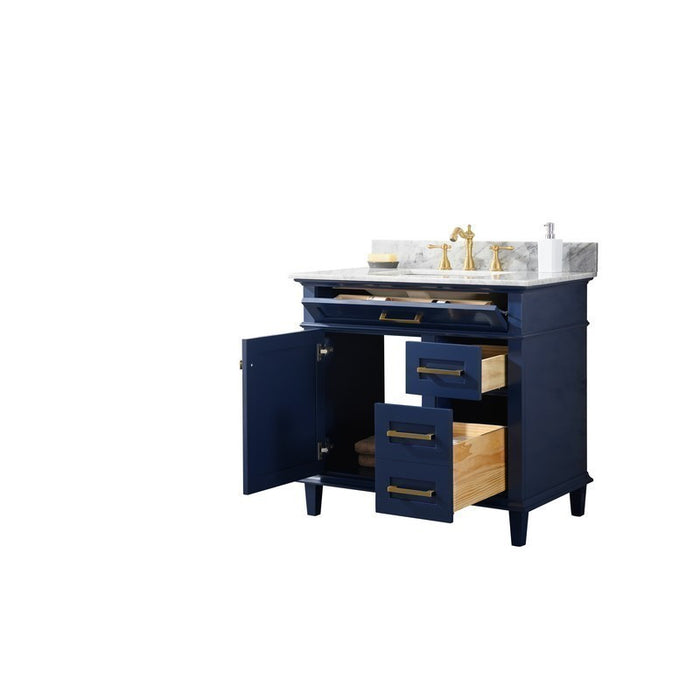 Legion Furniture WLF2236-B 36 Inch Blue Finish Sink Vanity Cabinet with Carrara White Top - Legion Furniture - Ambient Home