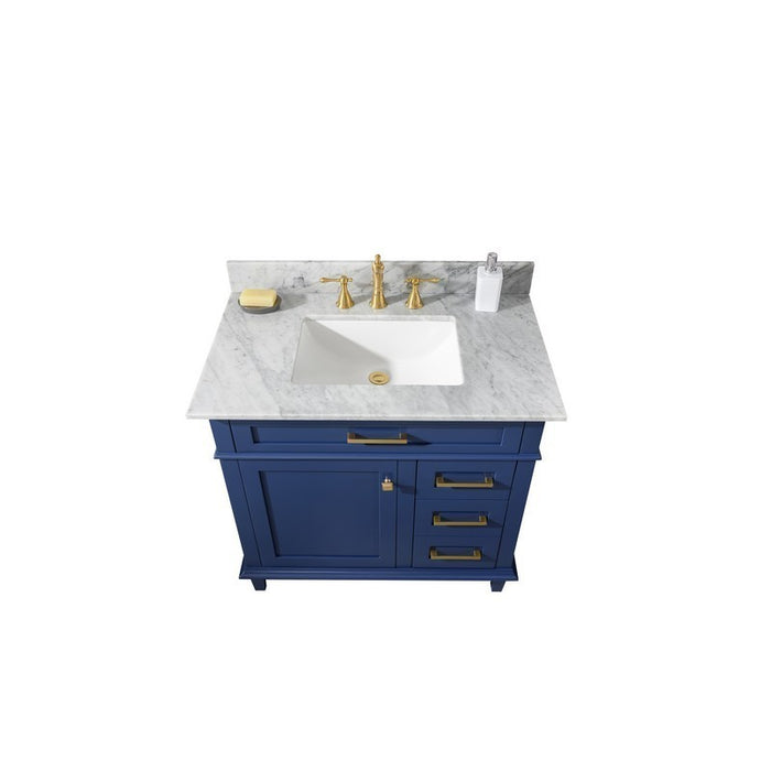 Legion Furniture WLF2236-B 36 Inch Blue Finish Sink Vanity Cabinet with Carrara White Top - Legion Furniture - Ambient Home