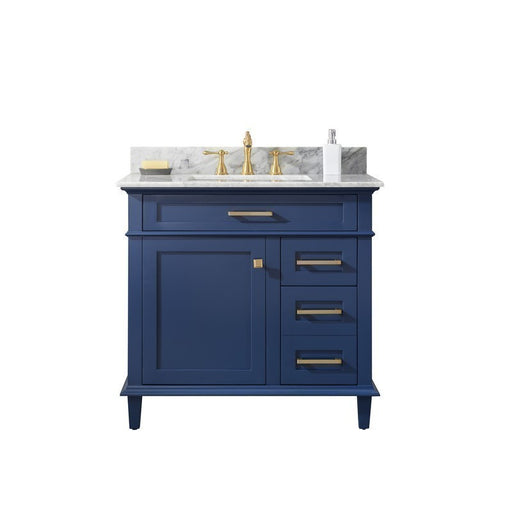 Legion Furniture WLF2236-B 36 Inch Blue Finish Sink Vanity Cabinet with Carrara White Top - Legion Furniture - Ambient Home