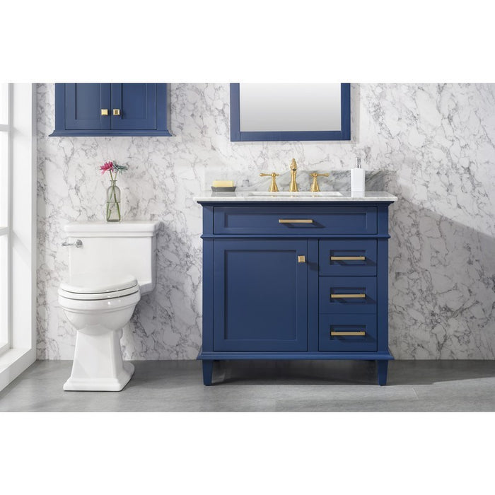 Legion Furniture WLF2236-B 36 Inch Blue Finish Sink Vanity Cabinet with Carrara White Top - Legion Furniture - Ambient Home