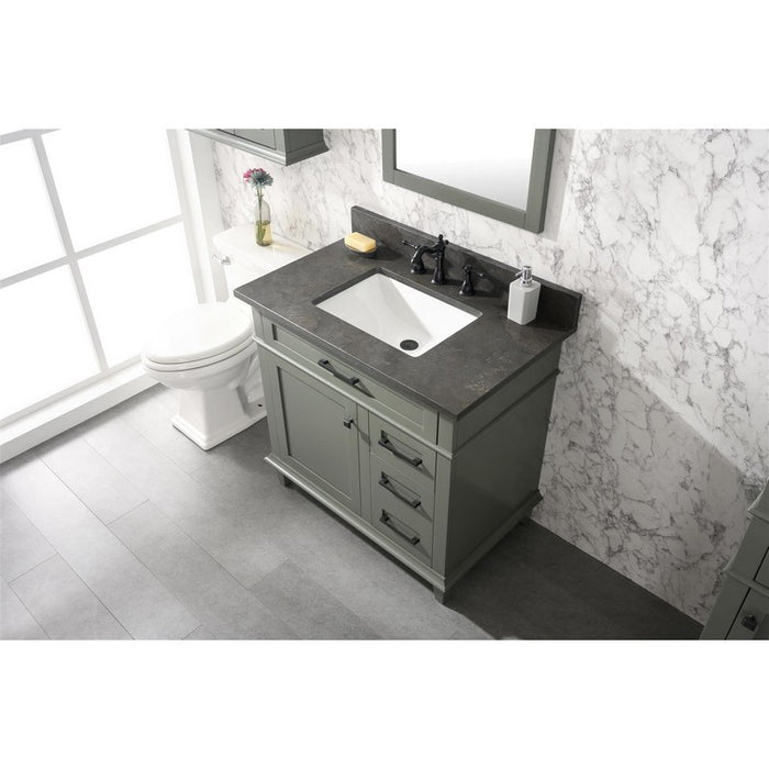 Legion Furniture WLF2236-PG 36 Inch Pewter Green Finish Sink Vanity Cabinet with Blue Lime Stone Top - Legion Furniture - Ambient Home
