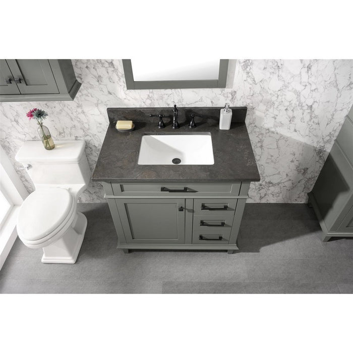 Legion Furniture WLF2236-PG 36 Inch Pewter Green Finish Sink Vanity Cabinet with Blue Lime Stone Top - Legion Furniture - Ambient Home