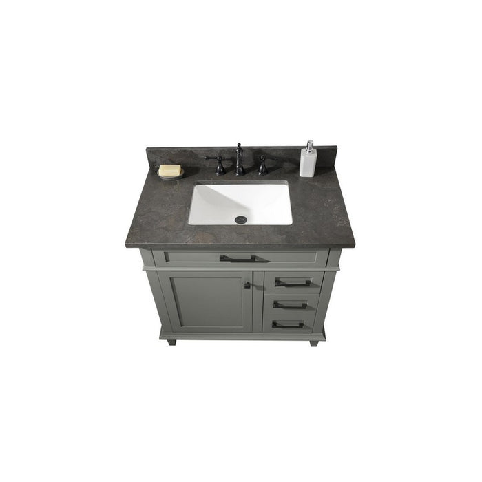 Legion Furniture WLF2236-PG 36 Inch Pewter Green Finish Sink Vanity Cabinet with Blue Lime Stone Top - Legion Furniture - Ambient Home