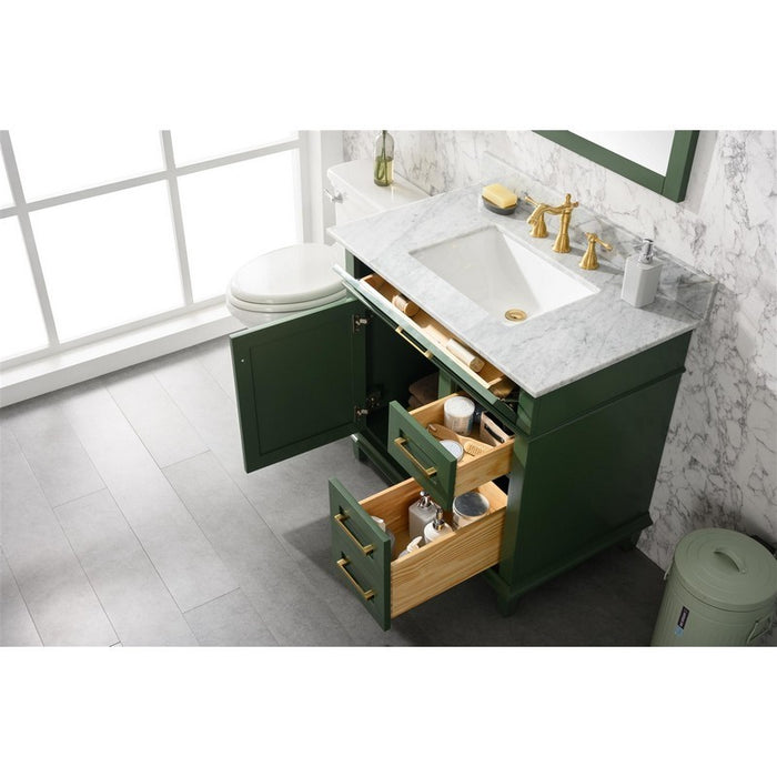 Legion Furniture WLF2236-VG 36 Inch Vogue Green Finish Sink Vanity Cabinet with Carrara White Top - Legion Furniture - Ambient Home