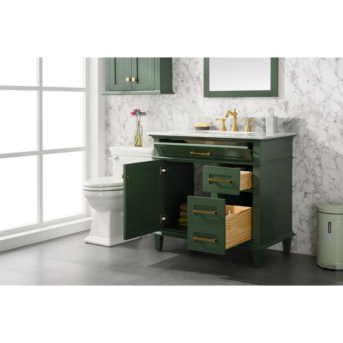 Legion Furniture WLF2236-VG 36 Inch Vogue Green Finish Sink Vanity Cabinet with Carrara White Top - Legion Furniture - Ambient Home