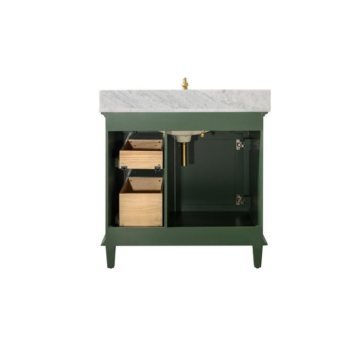 Legion Furniture WLF2236-VG 36 Inch Vogue Green Finish Sink Vanity Cabinet with Carrara White Top - Legion Furniture - Ambient Home