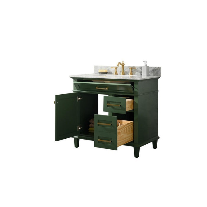 Legion Furniture WLF2236-VG 36 Inch Vogue Green Finish Sink Vanity Cabinet with Carrara White Top - Legion Furniture - Ambient Home