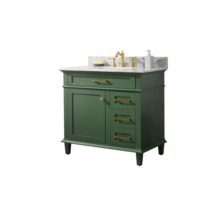 Legion Furniture WLF2236-VG 36 Inch Vogue Green Finish Sink Vanity Cabinet with Carrara White Top - Legion Furniture - Ambient Home