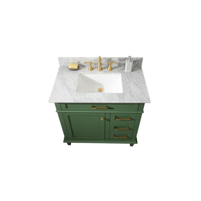 Legion Furniture WLF2236-VG 36 Inch Vogue Green Finish Sink Vanity Cabinet with Carrara White Top - Legion Furniture - Ambient Home