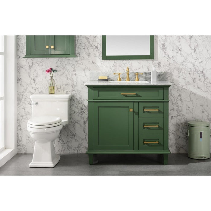 Legion Furniture WLF2236-VG 36 Inch Vogue Green Finish Sink Vanity Cabinet with Carrara White Top - Legion Furniture - Ambient Home