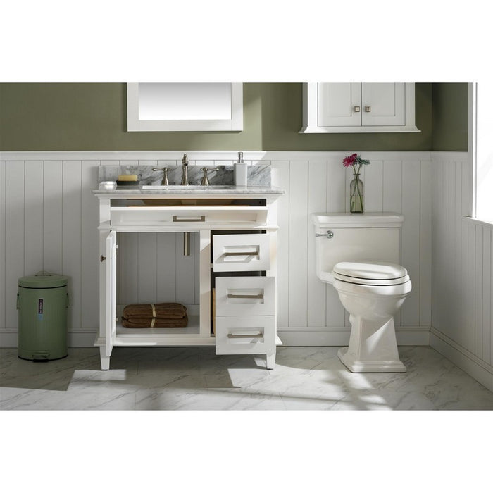 Legion Furniture WLF2236-W 36 Inch White Finish Sink Vanity Cabinet with Carrara White Top - Legion Furniture - Ambient Home