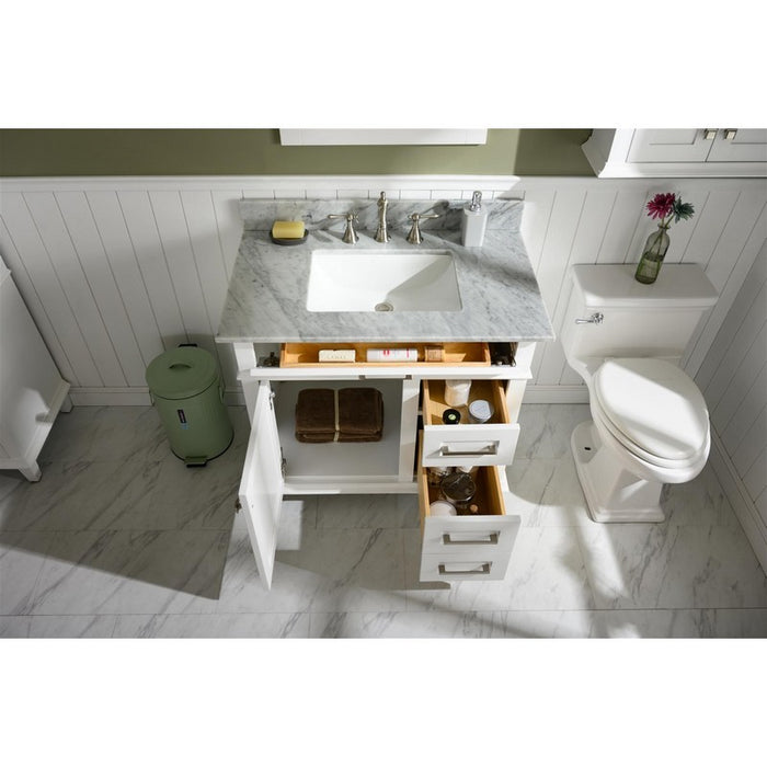 Legion Furniture WLF2236-W 36 Inch White Finish Sink Vanity Cabinet with Carrara White Top - Legion Furniture - Ambient Home