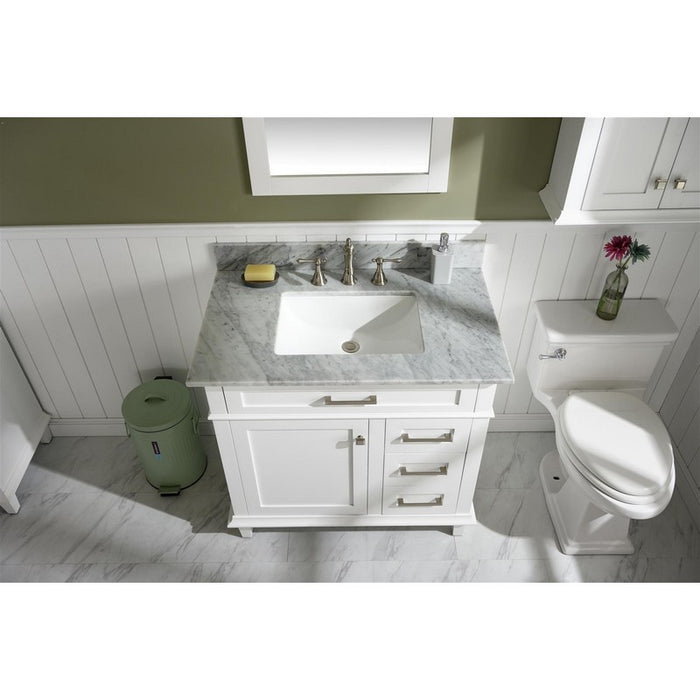 Legion Furniture WLF2236-W 36 Inch White Finish Sink Vanity Cabinet with Carrara White Top - Legion Furniture - Ambient Home
