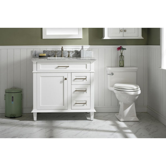 Legion Furniture WLF2236-W 36 Inch White Finish Sink Vanity Cabinet with Carrara White Top - Legion Furniture - Ambient Home