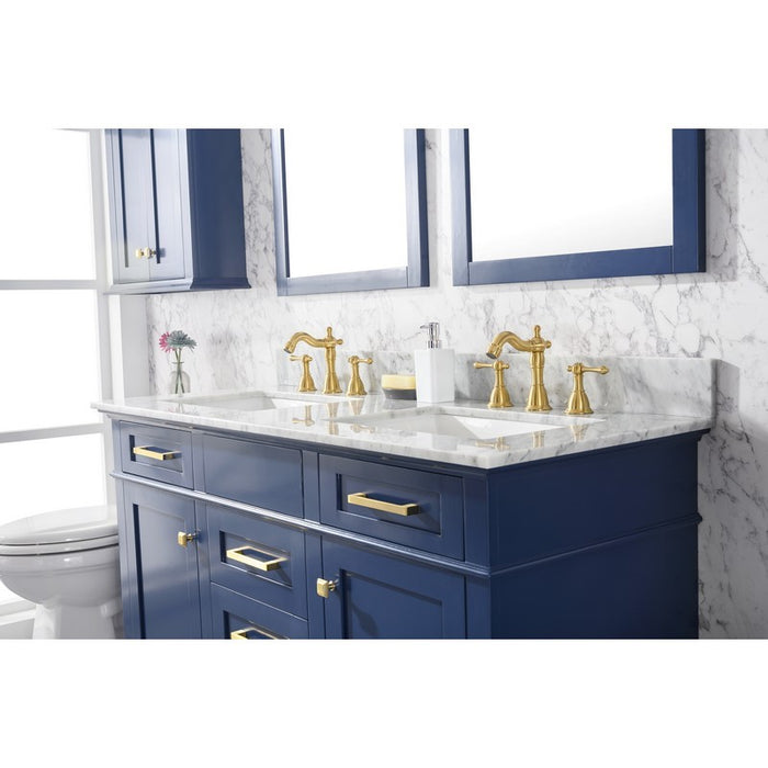 Legion Furniture WLF2254-B 54 Inch Blue Finish Double Sink Vanity Cabinet with Carrara White Top - Legion Furniture - Ambient Home