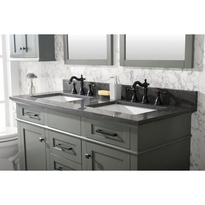 Legion Furniture WLF2254-PG 54 Inch Pewter Green Finish Double Sink Vanity Cabinet with Blue Lime Stone Top - Legion Furniture - Ambient Home