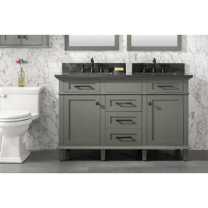 Legion Furniture WLF2254-PG 54 Inch Pewter Green Finish Double Sink Vanity Cabinet with Blue Lime Stone Top - Legion Furniture - Ambient Home