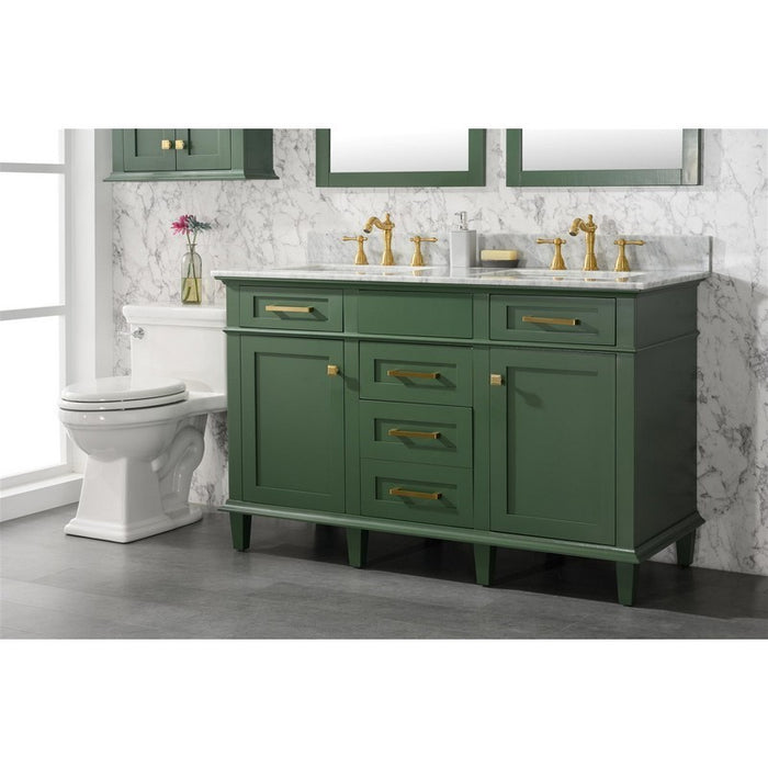 Legion Furniture WLF2254-VG 54 Inch Vogue Green Finish Double Sink Vanity Cabinet with Carrara White Top - Legion Furniture - Ambient Home