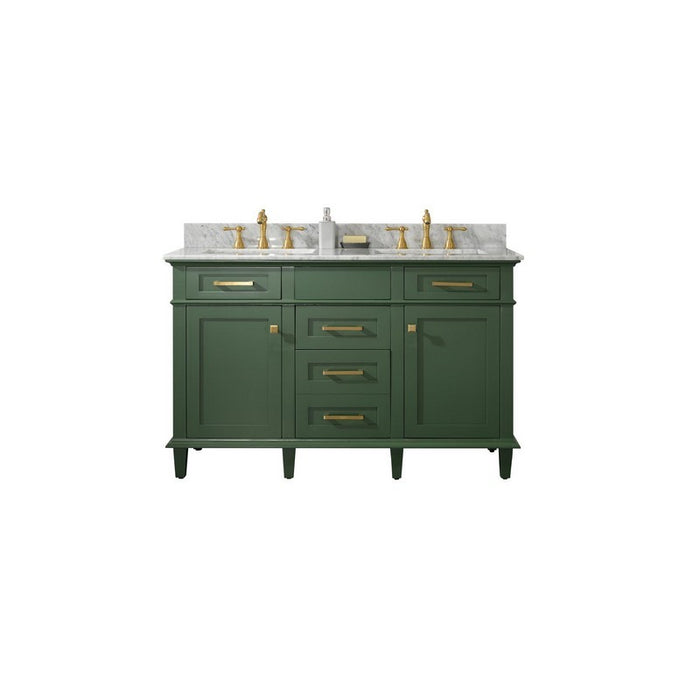 Legion Furniture WLF2254-VG 54 Inch Vogue Green Finish Double Sink Vanity Cabinet with Carrara White Top - Legion Furniture - Ambient Home