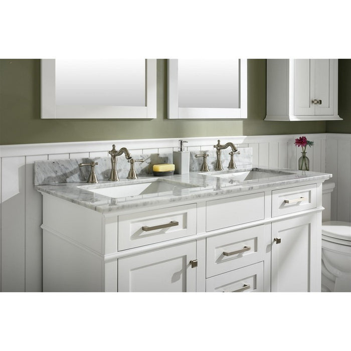 Legion Furniture WLF2254-W 54 Inch White Finish Double Sink Vanity Cabinet with Carrara White Top - Legion Furniture - Ambient Home