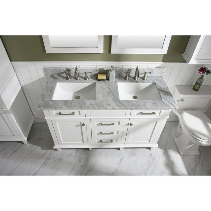 Legion Furniture WLF2254-W 54 Inch White Finish Double Sink Vanity Cabinet with Carrara White Top - Legion Furniture - Ambient Home