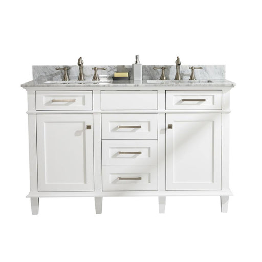 Legion Furniture WLF2254-W 54 Inch White Finish Double Sink Vanity Cabinet with Carrara White Top - Legion Furniture - Ambient Home