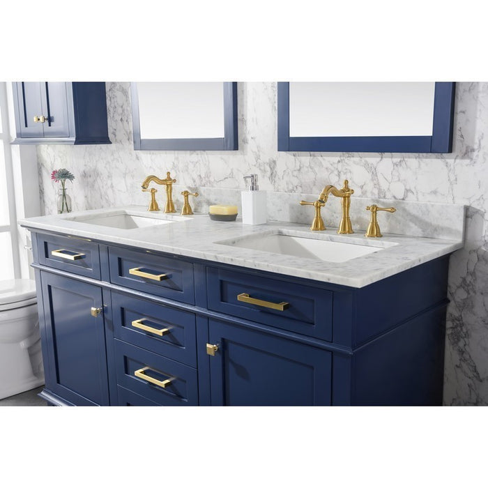 Legion Furniture WLF2260D-B 60 Inch Blue Finish Double Sink Vanity Cabinet with Carrara White Top - Legion Furniture - Ambient Home