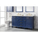 Legion Furniture WLF2260D-B 60 Inch Blue Finish Double Sink Vanity Cabinet with Carrara White Top - Legion Furniture - Ambient Home