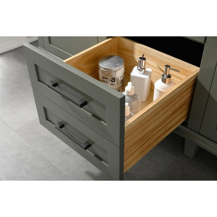 Legion Furniture WLF2260D-PG 60 Inch Pewter Green Finish Double Sink Vanity Cabinet with Blue Lime Stone Top - Legion Furniture - Ambient Home