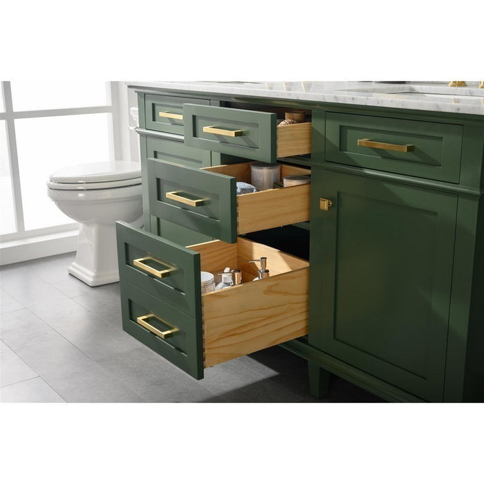 Legion Furniture WLF2260D-VG 60 Inch Vogue Green Finish Double Sink Vanity Cabinet with Carrara White Top - Legion Furniture - Ambient Home