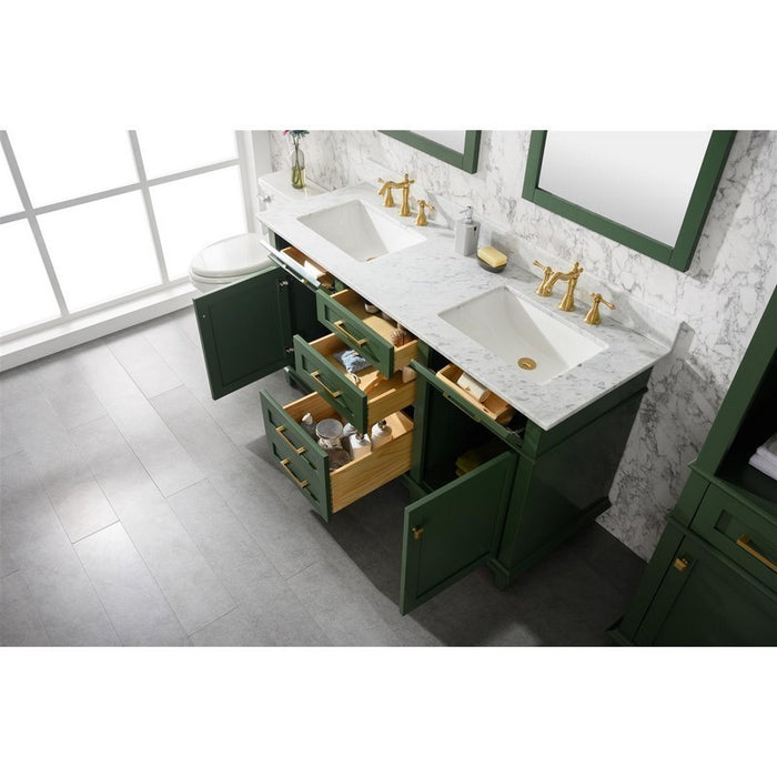 Legion Furniture WLF2260D-VG 60 Inch Vogue Green Finish Double Sink Vanity Cabinet with Carrara White Top - Legion Furniture - Ambient Home