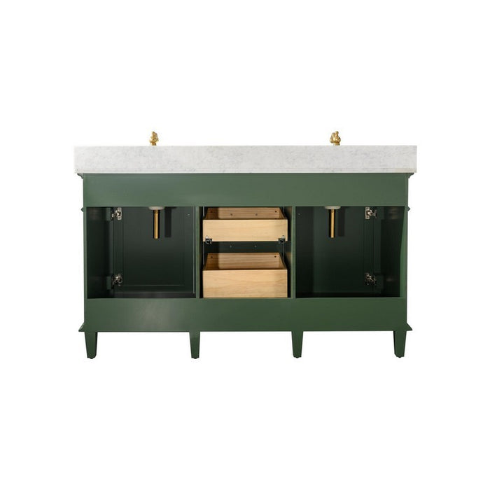 Legion Furniture WLF2260D-VG 60 Inch Vogue Green Finish Double Sink Vanity Cabinet with Carrara White Top - Legion Furniture - Ambient Home