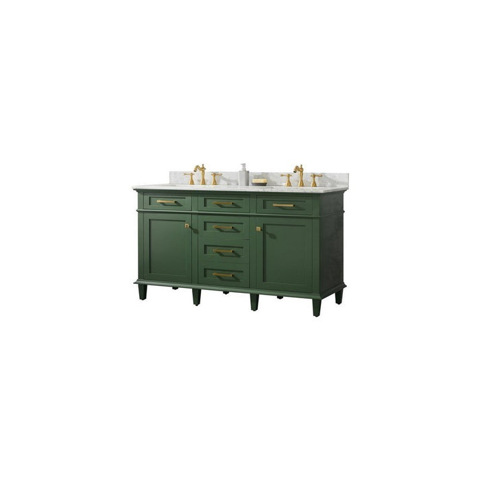 Legion Furniture WLF2260D-VG 60 Inch Vogue Green Finish Double Sink Vanity Cabinet with Carrara White Top - Legion Furniture - Ambient Home