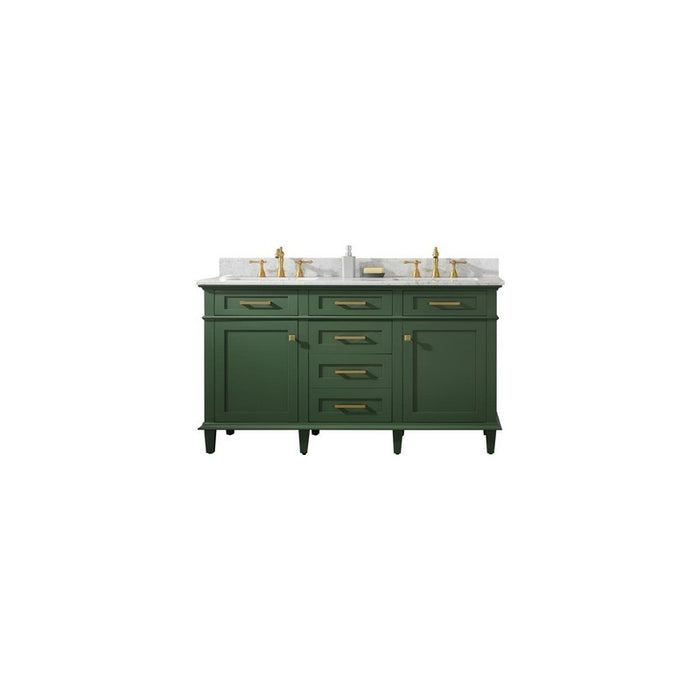 Legion Furniture WLF2260D-VG 60 Inch Vogue Green Finish Double Sink Vanity Cabinet with Carrara White Top - Legion Furniture - Ambient Home