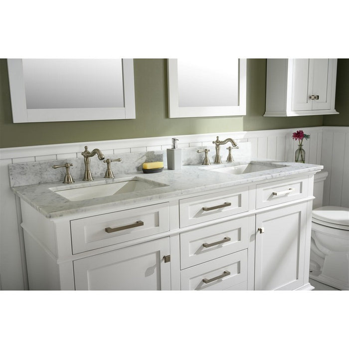 Legion Furniture WLF2260D-W 60 Inch White Finish Double Sink Vanity Cabinet with Carrara White Top - Legion Furniture - Ambient Home