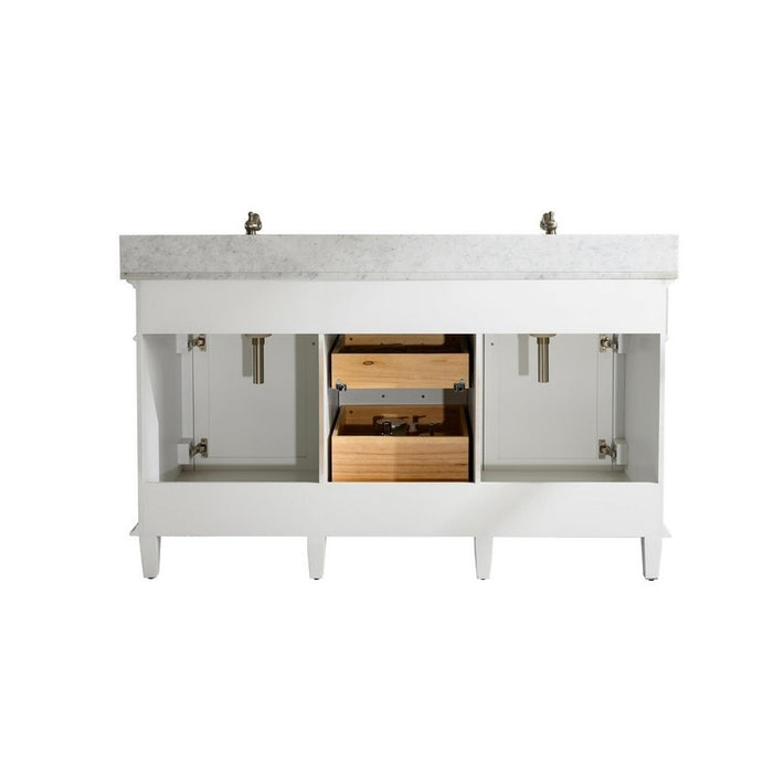 Legion Furniture WLF2260D-W 60 Inch White Finish Double Sink Vanity Cabinet with Carrara White Top - Legion Furniture - Ambient Home