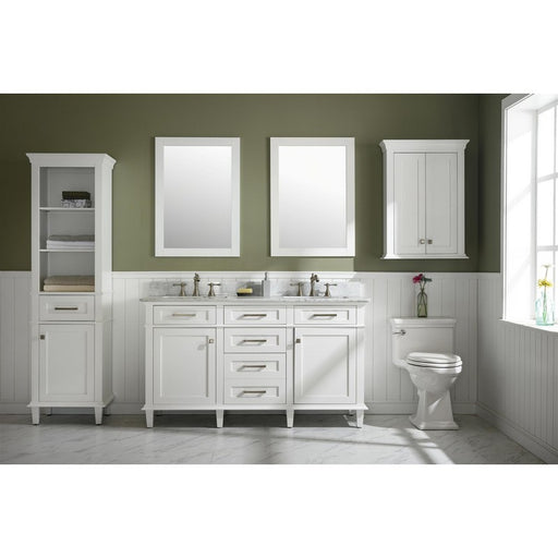 Legion Furniture WLF2260D-W 60 Inch White Finish Double Sink Vanity Cabinet with Carrara White Top - Legion Furniture - Ambient Home