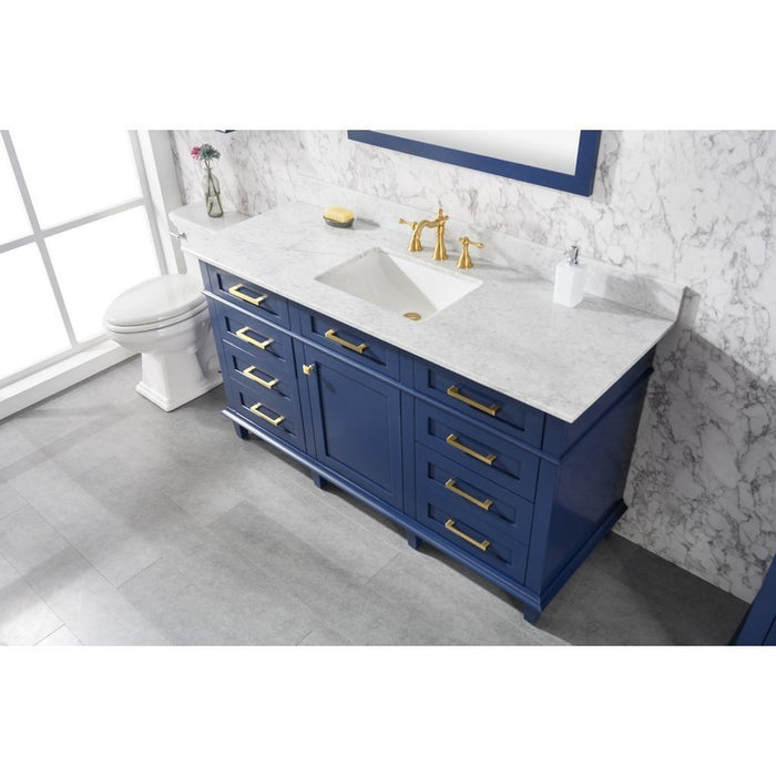 Legion Furniture WLF2260S-B 60 Inch Blue Finish Single Sink Vanity Cabinet with Carrara White Top - Legion Furniture - Ambient Home