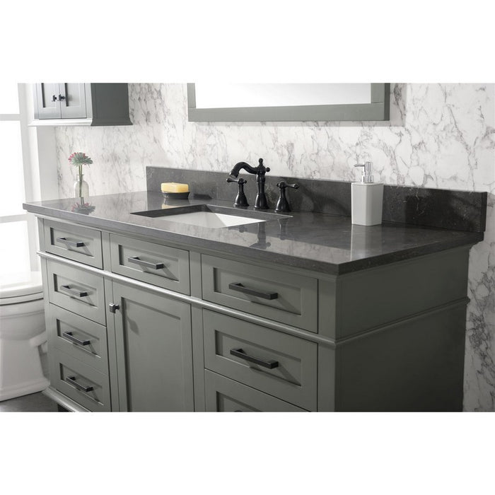 Legion Furniture WLF2260S-PG 60 Inch Pewter Green Finish Single Sink Vanity Cabinet with Blue Lime Stone Top - Legion Furniture - Ambient Home