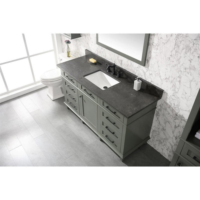 Legion Furniture WLF2260S-PG 60 Inch Pewter Green Finish Single Sink Vanity Cabinet with Blue Lime Stone Top - Legion Furniture - Ambient Home