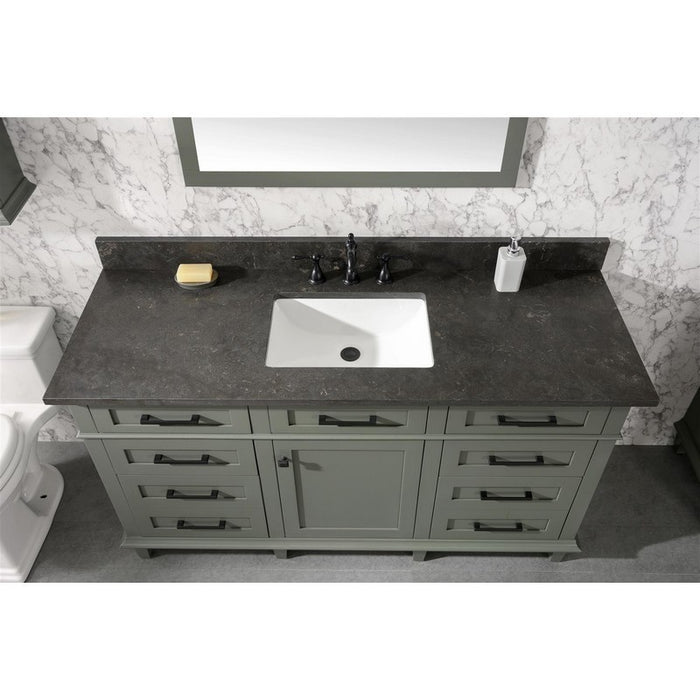 Legion Furniture WLF2260S-PG 60 Inch Pewter Green Finish Single Sink Vanity Cabinet with Blue Lime Stone Top - Legion Furniture - Ambient Home