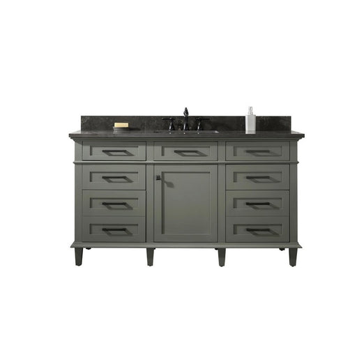 Legion Furniture WLF2260S-PG 60 Inch Pewter Green Finish Single Sink Vanity Cabinet with Blue Lime Stone Top - Legion Furniture - Ambient Home