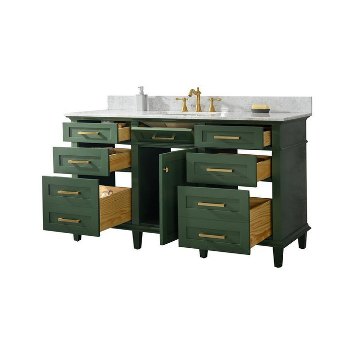 Legion Furniture WLF2260S-VG 60 Inch Vogue Green Finish Single Sink Vanity Cabinet with Carrara White Top - Legion Furniture - Ambient Home