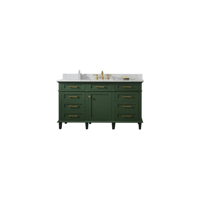 Legion Furniture WLF2260S-VG 60 Inch Vogue Green Finish Single Sink Vanity Cabinet with Carrara White Top - Legion Furniture - Ambient Home