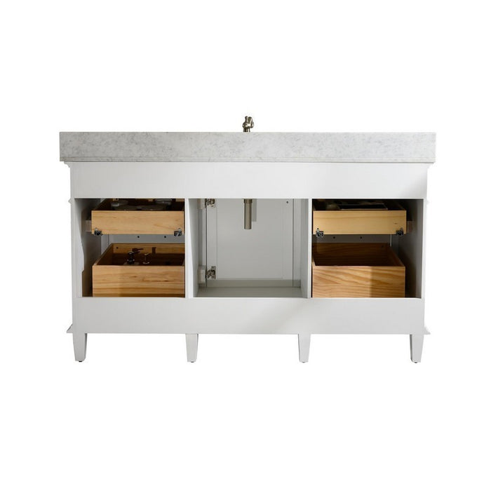 Legion Furniture WLF2260S-W 60 Inch White Finish Single Sink Vanity Cabinet with Carrara White Top - Legion Furniture - Ambient Home